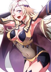 Rule 34 | 1girl, absurdres, black bridal gauntlets, blonde hair, bodystocking, breasts, bridal gauntlets, circlet, fire emblem, fire emblem fates, gold cape, grey eyes, highres, large breasts, nintendo, open mouth, ophelia (fire emblem), panties, solo, thighhighs, to (tototo tk), underwear, yellow panties