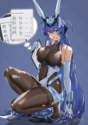 Rule 34 | 1girl, absurdly long hair, absurdres, aegir (azur lane), arm support, azur lane, bare shoulders, belfast (azur lane), black footwear, blue background, blue eyes, blue hair, blush, bodystocking, breasts, chinese commentary, cleavage, clipboard, clothing cutout, collarbone, commentary request, covered navel, dido (azur lane), dress, elbow gloves, formidable (azur lane), full body, gloves, hair between eyes, hair intakes, heavy breathing, high heels, highres, holding, holding clipboard, large breasts, long hair, looking at viewer, new jersey (azur lane), open mouth, paper, pussy juice, see-through, see-through cleavage, shadow, shoes, side cutout, sidelocks, signature, single shoe, sirius (azur lane), solo, squatting, st. louis (azur lane), taihou (azur lane), torn bodystocking, torn clothes, trembling, vambraces, very long hair, volkein, white dress, white gloves