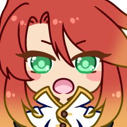 Rule 34 | 1boy, bad id, bad pixiv id, blush, blush stickers, chibi, gradient hair, green eyes, looking at viewer, lowres, luke fon fabre, male focus, muguet, multicolored hair, open mouth, orange hair, portrait, red hair, simple background, solo, straight-on, tales of (series), tales of the abyss, white background