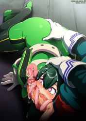 Rule 34 | 1boy, 1girl, all fours, artist name, ass, ass grab, asui tsuyu, blue eyes, blush, bodysuit, boku no hero academia, boots, breasts, cheek squash, clothed sex, commentary, cum, cum on hair, cum on penis, english commentary, eyelashes, facial, facing viewer, fellatio, full body, gloves, goggles, goggles on head, green bodysuit, green footwear, green hair, green thighhighs, hair between eyes, hand on own ass, headpat, heart, heart-shaped pupils, hetero, large penis, licking, licking penis, long hair, long tongue, looking to the side, medium breasts, midoriya izuku, neocoill, oral, patreon username, penis, skin tight, solo focus, straight hair, symbol-shaped pupils, testicles, thigh boots, thighhighs, tongue, tonguejob, uncensored, veins, veiny penis, watermark, web address, white gloves