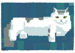 Rule 34 | absurdres, blue background, border, cat, commentary, green eyes, highres, katakai, no humans, original, pixelated, white border