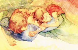 Rule 34 | 2boys, bandages, bed sheet, black hair, brothers, child, east blue, family, male focus, monkey d. luffy, multiple boys, one piece, pillow, portgas d. ace, shueisha, siblings, sirius0512, sleeping, aged down