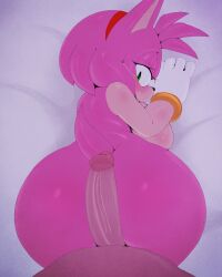 Rule 34 | 1boy, 1girl, absurdres, amy rose, ass, ass focus, bed, bent over, blush, bracelet, breasts, ephemilie, furry, gloves, green eyes, hairband, hedgehog ears, hedgehog girl, hedgehog tail, highres, huge ass, imminent penetration, jewelry, large breasts, large penis, looking at viewer, looking back, penis, sideboob, sinrizuki, sonic (series), thick thighs, thighs, uncensored, white gloves, wide hips