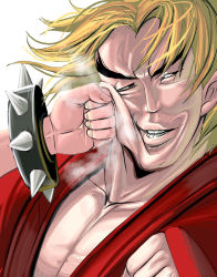 Rule 34 | 1boy, bad id, bad pixiv id, bracelet, capcom, chun-li, face punch, in the face, jewelry, ken masters, kouno (masao), male focus, punching, smile, solo focus, spiked bracelet, spikes, street fighter, troll face