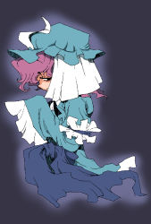 Rule 34 | 1girl, gradient background, hat, onikobe rin, pink hair, saigyouji yuyuko, short hair, solo, touhou, triangular headpiece