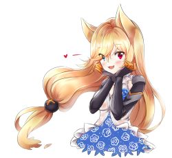 Rule 34 | 1girl, :d, animal ears, babydoll, bad id, bad pixiv id, black gloves, blonde hair, blue eyes, blue flower, blue rose, blush, cat ears, commentary, elbow gloves, eyes visible through hair, fang, floral print, flower, g41 (girls&#039; frontline), girls&#039; frontline, gloves, hair between eyes, hair over one eye, hands on own face, heterochromia, long hair, looking at viewer, low-tied long hair, melings (aot2846), open mouth, red eyes, rose, rose print, simple background, smile, solo, very long hair, white babydoll, white background
