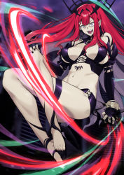 Rule 34 | 1girl, bare shoulders, black panties, bnc (bunshi), bracelet, breasts, bridal gauntlets, detached sleeves, earrings, baobhan sith (fate), baobhan sith (second ascension) (fate), fangs, fate/grand order, fate (series), grey eyes, high heels, jewelry, large breasts, long hair, looking at viewer, navel, open mouth, panties, pink hair, pointy ears, revealing clothes, sidelocks, smile, solo, thigh strap, tiara, underwear, veil