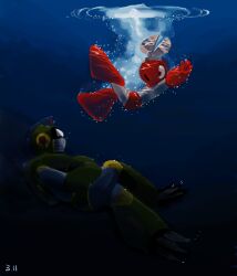 Rule 34 | 2boys, air bubble, black eyes, bubble, bubble man, commentary request, covered mouth, cut man, harvest88, in water, male focus, mega man (classic), mega man (series), mega man 1, mega man 2, multiple boys, no humans, robot, scissors, swimming, underwater, | |
