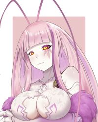 1girl absurdres arthropod_girl breasts cleavage cockroach_girl highres long_hair matara_kan matara_kan_(1st_costume) monster_girl pink_hair solo virtual_youtuber vshojo