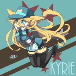 Rule 34 | 1girl, blonde hair, blue eyes, boots, cat, furry, furry female, hat, inumimi-syndrome, long hair, open mouth, solo, thigh boots