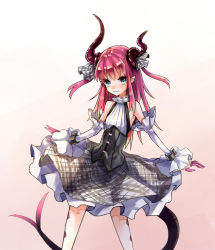 Rule 34 | 10s, 1girl, blue eyes, detached sleeves, dress, elizabeth bathory (fate), elizabeth bathory (fate/extra ccc), elizabeth bathory (second ascension) (fate), fate/extra, fate/extra ccc, fate (series), highres, horns, long hair, pink hair, pointy ears, rojiura satsuki : chapter heroine sanctuary, solo, tail, two side up, zhu xiang