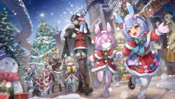 Rule 34 | 3boys, 6+girls, 6+others, ^ ^, aether (genshin impact), bell, black hair, blonde hair, blue hair, boots, bow, capelet, carrying, carrying person, christmas, christmas tree, clorinde (genshin impact), closed eyes, closed mouth, coat, coat on shoulders, facing another, fisheye, furina (genshin impact), genshin impact, glomp, gloves, happy, hat, highres, holding, holding sack, hug, jingle bell, long hair, long sleeves, looking at another, lumine (genshin impact), melusine (genshin impact), mittens, multiple boys, multiple girls, multiple others, navia (genshin impact), neck bell, neuvillette (genshin impact), night, open mouth, outdoors, over shoulder, paimon (genshin impact), pants, pink hair, qi2341, running, sack, santa costume, santa hat, shoulder carry, sigewinne (genshin impact), smile, snow, snowing, snowman, thigh boots, very long hair, walking, winter clothes, wriothesley (genshin impact)