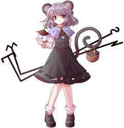 Rule 34 | 1girl, alphes (style), animal ears, basket, bishamonten&#039;s pagoda, capelet, dairi, dowsing rod, dress, full body, holding, holding with tail, jewelry, mouse (animal), mouse ears, mouse tail, nazrin, parody, pendant, prehensile tail, red eyes, short hair, silver hair, smile, solo, style parody, tail, touhou, transparent background