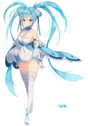 Rule 34 | 1girl, artist name, bad id, bad twitter id, bare shoulders, blue eyes, blue hair, blush, breasts, cleavage, collarbone, covered navel, detached sleeves, diamond (gemstone), diamond hair ornament, dress, expressionless, full body, gem, gloves, hair between eyes, hatsune miku, jewelry, long hair, long sleeves, looking at viewer, matching hair/eyes, puffy long sleeves, puffy sleeves, solo, standing, sukja, tears, thighhighs, twintails, very long hair, vocaloid, watermark, web address, white dress, white gloves, zettai ryouiki