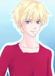 Rule 34 | 1boy, arthur pendragon (fate), blonde hair, blue eyes, casual, fate/prototype, fate (series), male focus, rose60, short hair, solo