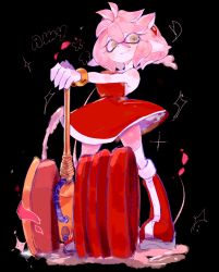 Rule 34 | 1girl, amy rose, bare arms, blush, breasts, dress, furry, furry female, gloves, hammer, highres, inkling, inkling girl, inkling player character, jewelry, large breasts, looking at viewer, medium hair, nintendo, pink fur, pink hair, pointy ears, red dress, ring, smile, sonic (series), splatoon (series), squid girl, tentacle hair, thighhighs, usa37107692, white gloves, white thighhighs, yellow eyes, zettai ryouiki