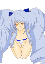 Rule 34 | 1girl, blue hair, drill hair, female focus, kyoukaisenjou no horizon, long hair, nate mitotsudaira, one-piece swimsuit, solo, swimsuit, very long hair, yellow eyes
