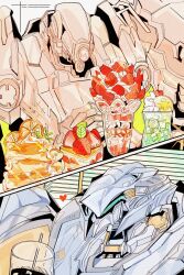 Rule 34 | armored core, armored core 6, cake, cup, drenched-in-sunlight, drinking straw, food, fruit, heart, highres, loader 4, mecha, mecha focus, no humans, one-eyed, orange (fruit), parfait, robot, science fiction, steel haze, strawberry, upper body, whipped cream