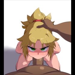 Rule 34 | 1boy, 1girl, angry, animated, blonde hair, bouncing breasts, breasts, censored, dark-skinned male, dark skin, dragra, fate/apocrypha, fate/grand order, fate (series), fellatio, from above, glaring, grabbing, green eyes, hair ornament, hair scrunchie, hand on another&#039;s head, hands on another&#039;s head, head grab, hetero, interracial, irrumatio, kneeling, looking at viewer, looking up, medium breasts, mordred (fate), mordred (fate/apocrypha), mosaic censoring, nude, oral, penis, ponytail, pov, puffy nipples, red scrunchie, scrunchie, shiny skin, shirt, sidelocks, sound, tagme, v-shaped eyebrows, video