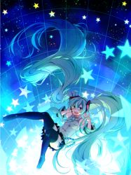 Rule 34 | 1girl, aqua eyes, aqua hair, asagao minoru, black skirt, black thighhighs, boots, detached sleeves, full body, hatsune miku, headset, highres, long hair, looking at viewer, skirt, smile, solo, thigh boots, thighhighs, twintails, very long hair, vocaloid