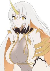 Rule 34 | breasts, cleavage, fire emblem, fire emblem heroes, gullveig (fire emblem), highres, large breasts, long hair, looking at viewer, maplesugar7324, multicolored hair, nintendo, oni horn, orange hair, snake, tagme, white hair, yellow eyes