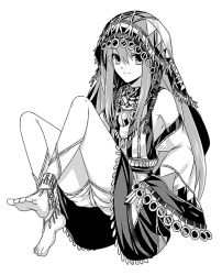 Rule 34 | 1boy, androgynous, bad id, bad pixiv id, barefoot, enkidu (fate), fate/strange fake, fate (series), greyscale, hood, jewelry, long hair, male focus, monochrome, redby623, shorts, solo, trap