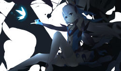 Rule 34 | 1girl, absurdres, animal, bad id, bad pixiv id, bare shoulders, black sleeves, bronya zaychik, bronya zaychik (herrscher of reason), bug, butterfly, character request, collarbone, commentary request, detached sleeves, glowing, grey eyes, grey hair, hair between eyes, highres, honkai (series), honkai impact 3rd, insect, knee up, long hair, long sleeves, looking at viewer, meng ge 3 (565571710), outstretched arm, parted lips, pleated skirt, sitting, skirt, sleeveless, solo, thighhighs, very long hair, white skirt, white thighhighs