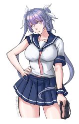 Rule 34 | 1girl, absurdres, alternate costume, angry, black panties, blue hair, blue sailor collar, blue skirt, breasts, commentary request, cowboy shot, cropped legs, dated, flower-shaped pupils, hair ribbon, hand on own hip, highres, holding, holding clothes, holding panties, holding underwear, i-19 (kancolle), kantai collection, large breasts, long hair, looking at viewer, necktie, panties, pink necktie, pleated skirt, ribbon, sailor collar, school uniform, serafuku, simple background, skirt, solo, sozan, star-shaped pupils, star (symbol), symbol-shaped pupils, tri tails, twintails, twitter username, underwear, white background