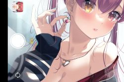 Rule 34 | 1girl, bow, earrings, fingernails, hair between eyes, heart, heart earrings, heart necklace, heterochromia, highres, hololive, houshou marine, houshou marine (summer), jewelry, long fingernails, mugino0515, nail polish, necklace, parted lips, red bow, red eyes, solo, virtual youtuber, yellow eyes