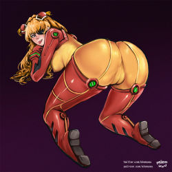 Rule 34 | 1girl, all fours, ass, blue eyes, bodysuit, breasts, brown hair, cameltoe, cleft of venus, covered erect nipples, cowboy shot, curvy, evangelion: 2.0 you can (not) advance, evangelion: 3.0 you can (not) redo, eyepatch, hair between eyes, highres, huge ass, long hair, looking at viewer, looking back, medium breasts, mlemuwu, multicolored bodysuit, multicolored clothes, naughty face, neon genesis evangelion, nipples, parted lips, plugsuit, rebuild of evangelion, red bodysuit, see-through, see-through bodysuit, shiny clothes, shiny skin, solo, souryuu asuka langley, spread legs, test plugsuit, tongue, tongue out, twintails, very long hair, wide hips