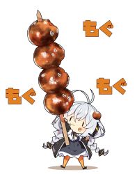Rule 34 | 1girl, :t, absurdres, antenna hair, black dress, black jacket, blush, braid, breasts, brown eyes, chibi, clenched hand, closed mouth, commentary request, dress, eating, food, food on face, food request, grey hair, hair between eyes, headset, highres, holding, holding food, jacket, kizuna akari, large breasts, long hair, long sleeves, milkpanda, mini person, minigirl, open clothes, open jacket, orange pantyhose, pantyhose, puffy long sleeves, puffy sleeves, simple background, skewer, solid oval eyes, solo, striped clothes, striped pantyhose, sweat, translation request, twin braids, twintails, vertical-striped clothes, vertical-striped pantyhose, very long hair, voiceroid, wavy mouth, white background