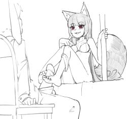 Rule 34 | 1boy, 1girl, absurdres, animal ear fluff, animal ears, barefoot, bed, black nails, bra, chair, couple, dress pants, fang, fang out, feet, footjob, foreskin, foreskin pull, fox ears, fox girl, fox tail, hair down, highres, holding, holding pole, k-rha&#039;s, legs, long sleeves, mikan (rayer), nail polish, nude, original, panties, panties around leg, applying pedicure, penis, penis out, pole, precum, precum, rabbit boy, rabbit ears, red eyes, sketch, slit pupils, smug, soles, tail, toes, two-footed footjob, uncensored, underwear, unzipped, veins, veiny penis