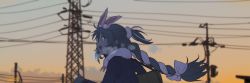 Rule 34 | 1girl, animal ear fluff, animal ears, blue hair, blurry, blurry background, blush, braid, coat, dated, don-chan (usada pekora), evening, from side, gloves, hair ribbon, highres, hololive, long hair, long sleeves, multicolored hair, open mouth, power lines, rabbit ears, rabbit girl, ressanpanda, ribbon, round teeth, running, scarf, signature, smile, solo, teeth, thick eyebrows, twilight, twin braids, two-tone hair, usada pekora, virtual youtuber, white hair, white ribbon