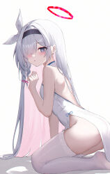 1girl ass blue_archive breasts hairband looking_at_viewer multicolored_hair plana_(blue_archive) solo two-tone_hair usagi_(786113654) white_hair