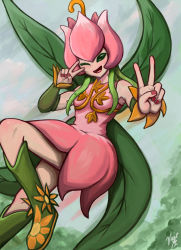 Rule 34 | digimon, fairy, highres, leaf, lilimon, monster girl, nail polish, petals, plant, plant girl, wings