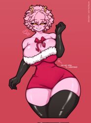 Rule 34 | 1girl, ashido mina, boku no hero academia, breasts, highres, large breasts, looking at viewer, smile, solo, thick thighs, thighs, wide hips