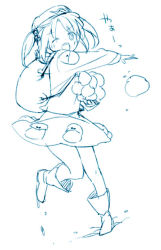 Rule 34 | 1girl, buriki, female focus, kawashiro nitori, monochrome, simple background, sketch, snowball, solo, touhou, two side up