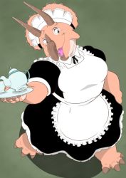Rule 34 | artist request, blue eyes, furry, maid, open mouth, tagme, triceratops