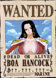 Rule 34 | 1girl, amazon lily, amazon warrior, boa hancock, breasts, cleavage, female focus, highres, one piece, poster, scan, wanted