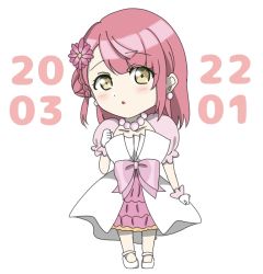 Rule 34 | 1girl, 2022, :o, artist name, artist request, awakening promise (love live!), bare legs, belt, blush, bow, braid, braided bun, breasts, chibi, cleavage, clenched hands, collarbone, diamond (gemstone), dress, dress bow, earrings, female focus, flower, frilled dress, frilled skirt, frills, full body, gloves, green eyes, hair bun, hair flower, hair ornament, high heels, jewelry, looking at viewer, love live!, love live! nijigasaki high school idol club, love live! school idol festival, miniskirt, necklace, orange hair, parted lips, pearl earrings, pearl necklace, pink belt, pink bow, pink dress, pink flower, pink skirt, pink wrist cuffs, plaid, plaid dress, plaid skirt, pleated, pleated dress, pleated skirt, puffy short sleeves, puffy sleeves, red hair, short hair, short sleeves, side bun, single side bun, skirt, skirt under dress, small breasts, smile, solo, standing, two-tone dress, uehara ayumu, white dress, white footwear, white gloves, wrist cuffs, yellow eyes, yellow skirt