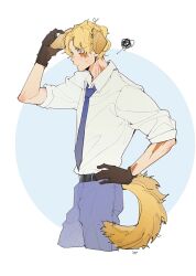 Rule 34 | 1boy, bishounen, blonde hair, closed mouth, gloves, highres, long sleeves, male focus, one piece, onecata11, sabo (one piece), scar, scar across eye, scar on face, shirt, short hair, white shirt