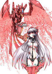 Rule 34 | &gt;:), 1girl, adapted costume, animal on arm, armor, bad id, bad pixiv id, bikini armor, bird, bird on arm, blouse, bow, breasts, cyborg, energy, female focus, fujiwara no mokou, gauntlets, glowing, hair bow, highres, hip focus, long hair, looking at viewer, mecha musume, mechanical arms, medium breasts, no bra, open clothes, open shirt, outline, phoenix, red eyes, red wings, revealing clothes, robot, robot ears, science fiction, shirt, shoulder pads, silver hair, simple background, single mechanical arm, smirk, solo, standing, thigh gap, thighhighs, thighs, touhou, v-shaped eyebrows, very long hair, wazawai, weapon, white background, wings, zai (mk3)