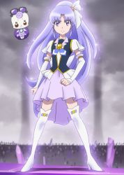 Rule 34 | 10s, 1girl, boots, cure fortune, fairy, glowing, gurasan (happinesscharge precure!), happinesscharge precure!, highres, long hair, official art, ponytail, precure, purple eyes, purple hair, screencap, solo, thigh boots, thighhighs