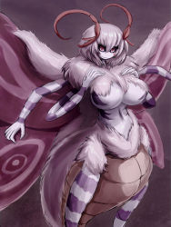 Rule 34 | 1girl, 57mm, breasts, highres, arthropod girl, large breasts, looking at viewer, monster girl, moth girl, multi limb, smile