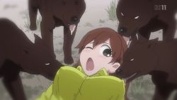 Rule 34 | 1girl, animated, animated gif, bestiality, blush, bouncing breasts, breasts, brown eyes, brown hair, covered erect nipples, dog, hen zemi, licking, licking nipple, lying, mizukoshi miwako, nipple stimulation, on back, open mouth, saliva, tongue, tongue out, wince
