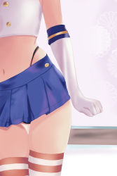 Rule 34 | 10s, 1girl, absurdres, bad id, bad pixiv id, black panties, close-up, d10c2, derivative work, elbow gloves, gloves, gradient background, head out of frame, highres, kantai collection, legs, long hair, navel, panties, shimakaze (kancolle), skirt, solo, striped clothes, striped thighhighs, thighhighs, thong, underwear, white gloves