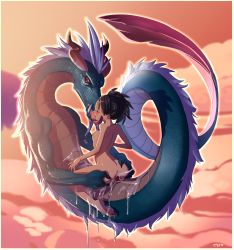 Rule 34 | 1boy, 1girl, anal, animal penis, arched back, ass, ass grab, bad id, bad tumblr id, barefoot, bestiality, black hair, blush, border, breasts, closed eyes, cum, cum in ass, cum on self, cumdrip, dragon, eastern dragon, flying, french kiss, from behind, from side, girl on top, highres, interspecies, kiss, licking, medium breasts, medium hair, moaning, momohime, nipples, nude, oboro muramasa, open mouth, optionaltypo, outdoors, penis, ponytail, saliva, sex, signature, size difference, sky, straddling, swept bangs, tongue, tongue out, uncensored, upright straddle, vanillaware
