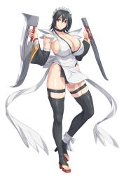 Rule 34 | 1girl, black hair, breasts, highres, iroha (samurai spirits), large breasts, samurai spirits, solo, white background