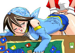 Rule 34 | bandana, bottomless, brown hair, from behind, lowres, mint (pokemon), pokemon, sex, tagme