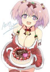 Rule 34 | + +, 1girl,  +, absurdres, azuresakura, bell, blue eyes, blush, bow, breasts, brown bow, cake, cleavage, cowboy shot, dress, elbow gloves, flower-shaped pupils, food, fruit, fur-trimmed dress, fur-trimmed gloves, fur trim, gloves, hair bell, hair bow, hair ornament, heart, hibari (senran kagura), highres, holding, holding cake, holding food, holding plate, icing, large breasts, neck bell, open mouth, pink hair, pink pupils, plate, red gloves, red thighhighs, santa dress, senran kagura, senran kagura shoujo-tachi no shin&#039;ei, short hair, short twintails, signature, simple background, smile, solo, strawberry, symbol-shaped pupils, teeth, thighhighs, twintails, upper teeth only, white background